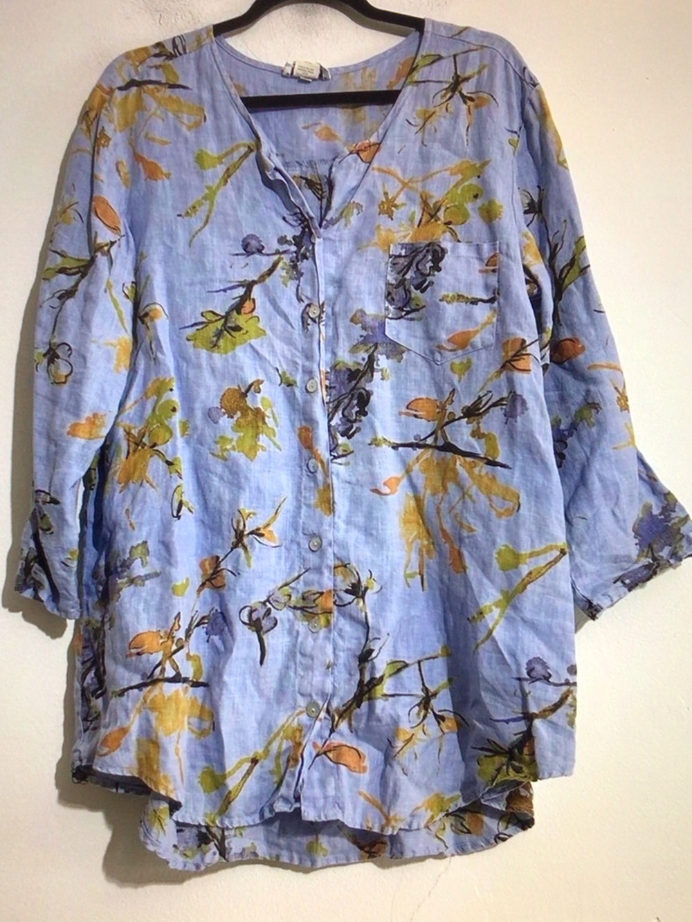 Habitat Light Blue Floral Button-Front Blouse - Picture 1 of 6
